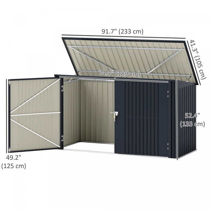 Outsunny 7.6 X 3.4ft Garbage Bin Shed With Lockable Doors And Openable Lid