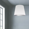 Dainolite Oversized Drum 1 Light Pendant Large White/Silver Shade Lamp|Grand luminaire suspendu de Dainolite avec très grand abat-jour cylindrique blanc et argenté, et 1 ampoule