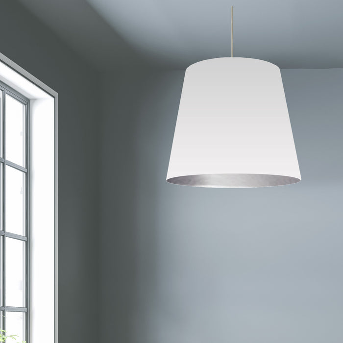 Dainolite Oversized Drum 1 Light Pendant Large White/Silver Shade Lamp