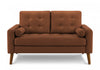 Upholstered Love Seat, 58" L, Rust Fabric, Walnut Wood Legs, Mid-Century Loveseat | Causeuse Rembourre, 58" L, Salon, Tissu Rouille, Pieds En Bois De Noyer, Mid Century
