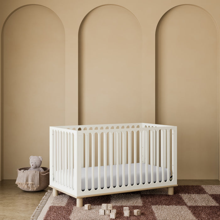 Storkcraft Sicily Deluxe 3-in-1 Convertible Crib with Bonus Toddler Guardrail - Frosted Oat/Driftwood