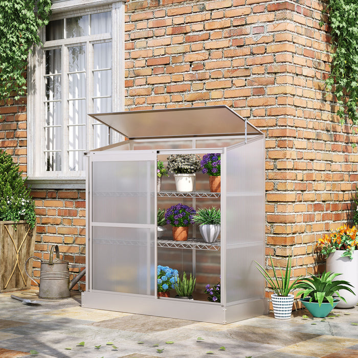 Outsunny 2 Tier Aluminum Cold Frame Greenhouse With Openable Top