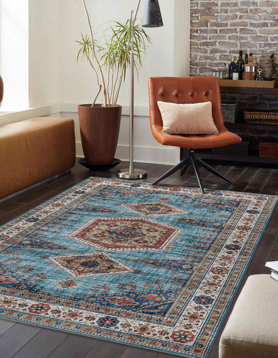 Tracy Traditional 6'0\" x 9'0\" Area Rug in Blue Indoor Area Rug