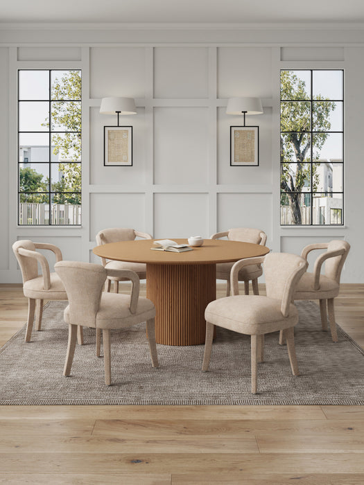 Hathaway and Palmer Modern Industry Chic 7-Piece Dining Set in Ivory and Natural Dining Room Set