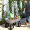 Outsunny Steel Garden Cart with Handle and 10" Pneumatic Tires, Utility Wagon Cart for Garden, Patio, Lawn, 551 lbs Capacity, Grey
