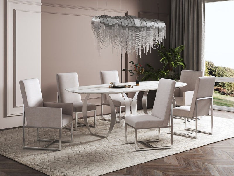 Element Modern 6-Piece Dining Chair Set in Champagne