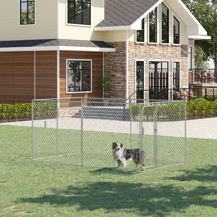 Pawhut 99 Sq. Ft. Dog Playpen Outdoor, Walk-in Dog Run Kennel Puppy Exercise Pen With Galvanized Steel Frame, For Small And Medium Dogs, 13' X 7.5' X 6'