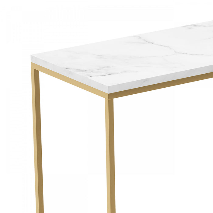 31” Modern Console Table - Marble With Gold Metal