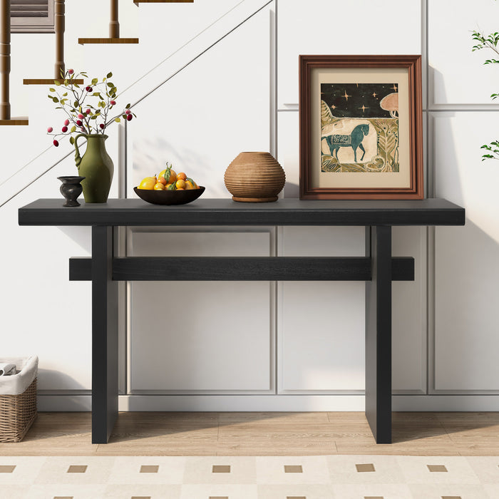 Emma 59.25\" Farmhouse Style Sofa Table for Entryway - Black