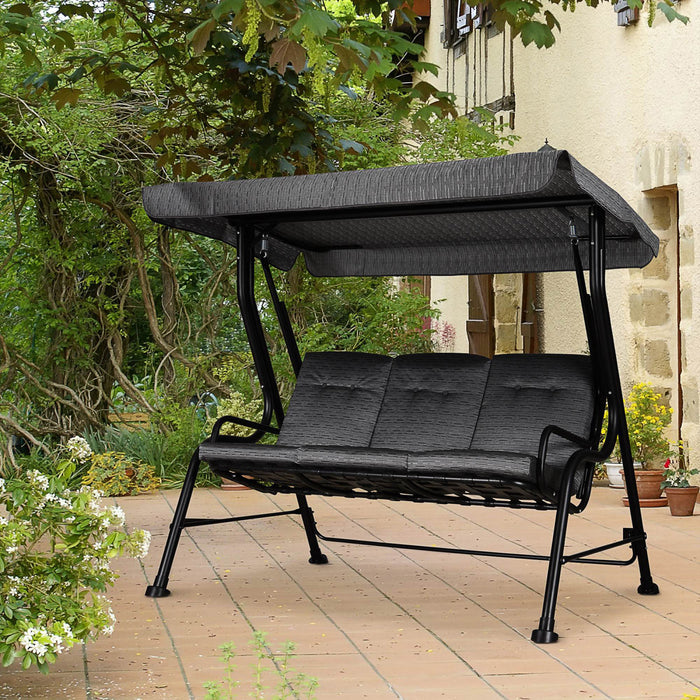 Outsunny Outdoor 3-person Metal Porch Swing Chair With Canopy Grey