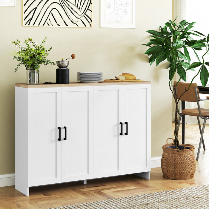 HOMCOM Modern Sideboard Buffet Cabinet with Adjustable Shelves White