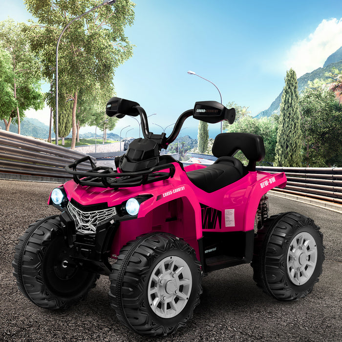 Costway 12v Kids Ride On Atv Electric 4-wheeler Quad 2 Speeds W/ Mp3 & Headlights Pink