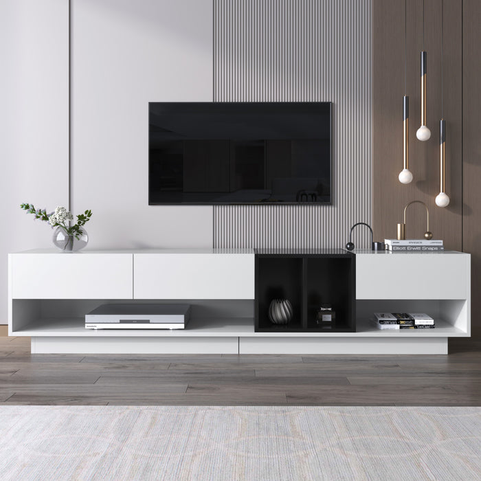 Logan High-Gloss Finish TV Cabinet with Drawers and Storage Compartments,White Tv Stand