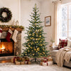 HOMCOM 7ft Prelit Sparse Christmas Tree with Downswept Hinges, Green