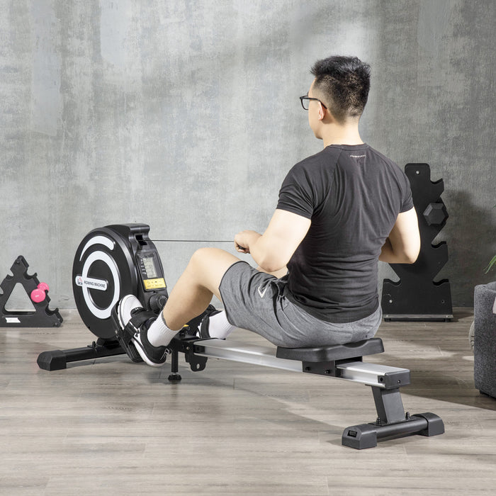 Soozier Magnetic Rowing Machine Adjustable With Lcd Digital Monitor