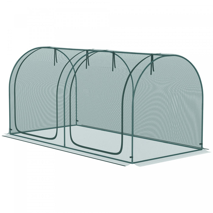 Outsunny 8 X 4ft Crop Cage With Two Zippered Doors And Ground Stakes Green