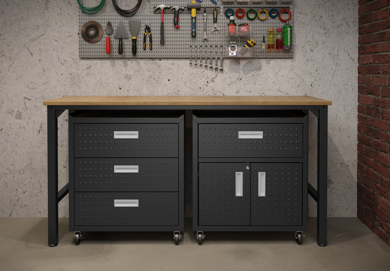 Fortress Modern 3-Piece Garage Set in Charcoal Gray Garage Storage