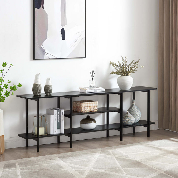 Celine Contemporary Modern 71\" Console Table in Black (3-Shelf)