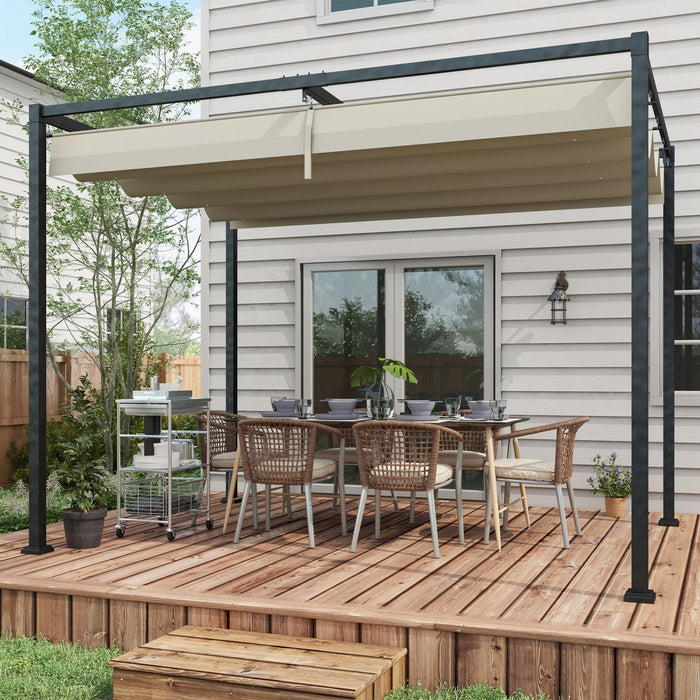 Outsunny 10' X 7' Patio Pergola With Retractable Canopy, Cream White