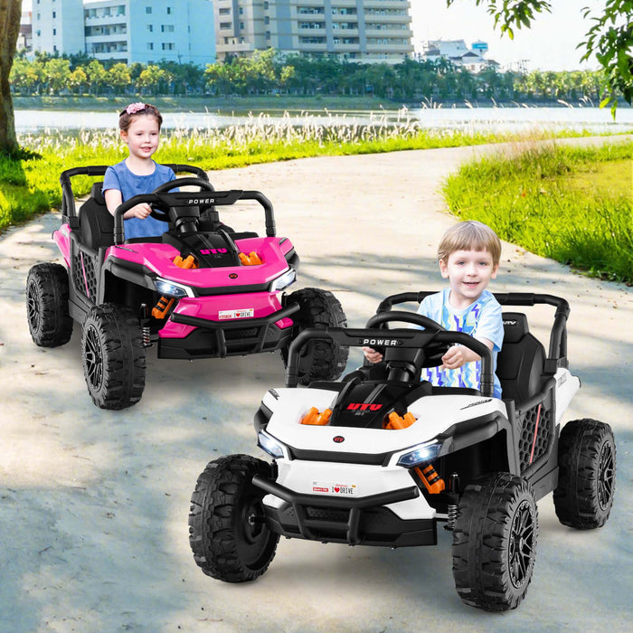 Costway 12v Kids Ride On Truck With Parental Remote 3 Speeds & Reverse Forward Function White