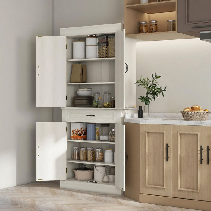 HOMCOM 71\" Freestanding Kitchen Pantry with 4 Doors and 2 Large Cabinets