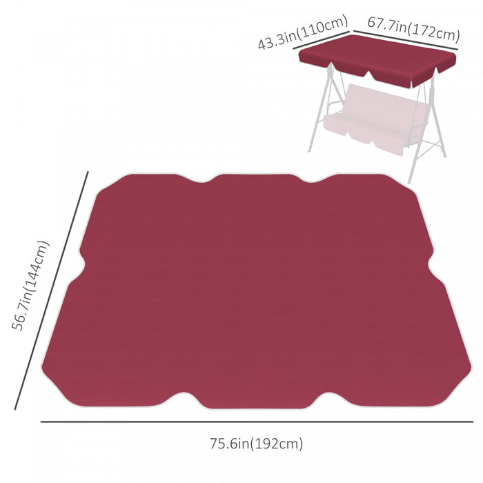 Outsunny 2 Seater Swing Canopy Replacement, Outdoor Swing Seat Top Cover, Uv50+ Sun Shade (canopy Only), Wine Red