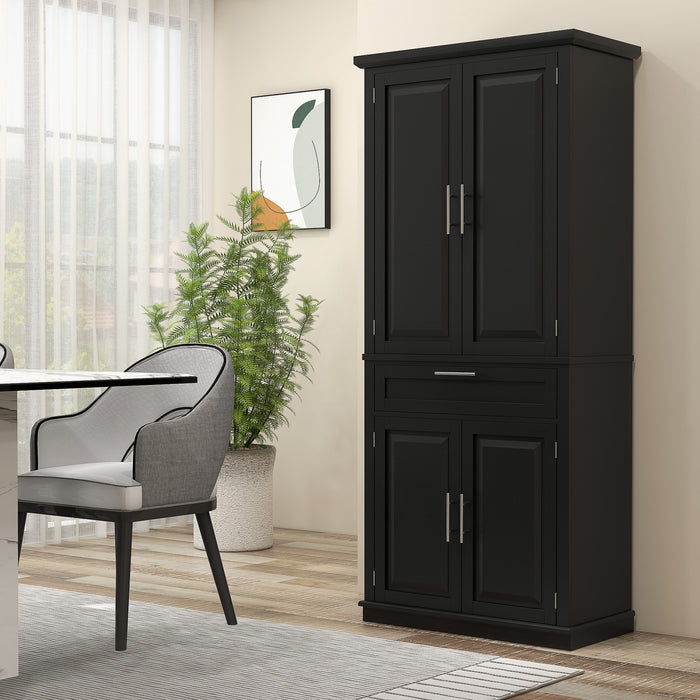 HOMCOM 72\" Kitchen Pantry Storage Cabinet with Drawer, Adjustable Shelves
