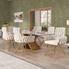 Timothy Velvet Swivel Dining Chairs with Tufted Upholstered and Metal Legs Set of 6, Glod  | Chaises de salle a manger pivotantes Timothy en velours avec revetement capitonne et pieds en metal dore, lot de 6