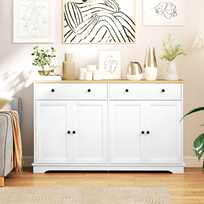 HOMCOM Sideboard Cabinet with Storage Drawers Adjustable Shelves White
