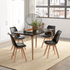 HOMCOM Modern Dining Chairs Set of 4 with PU Leather Cushion, Wood Frame