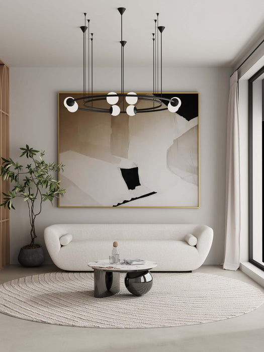 Laurel Modern Glam Sintered Stone Top Coffee Table in Black