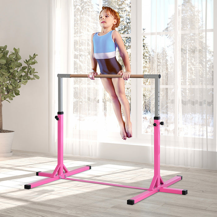 Soozier Professional Gymnastics Bar For Kids, Toddler Home Gymnastics Equipment With 13-level Adjustable Height, Gym Fitness With Steel Frame