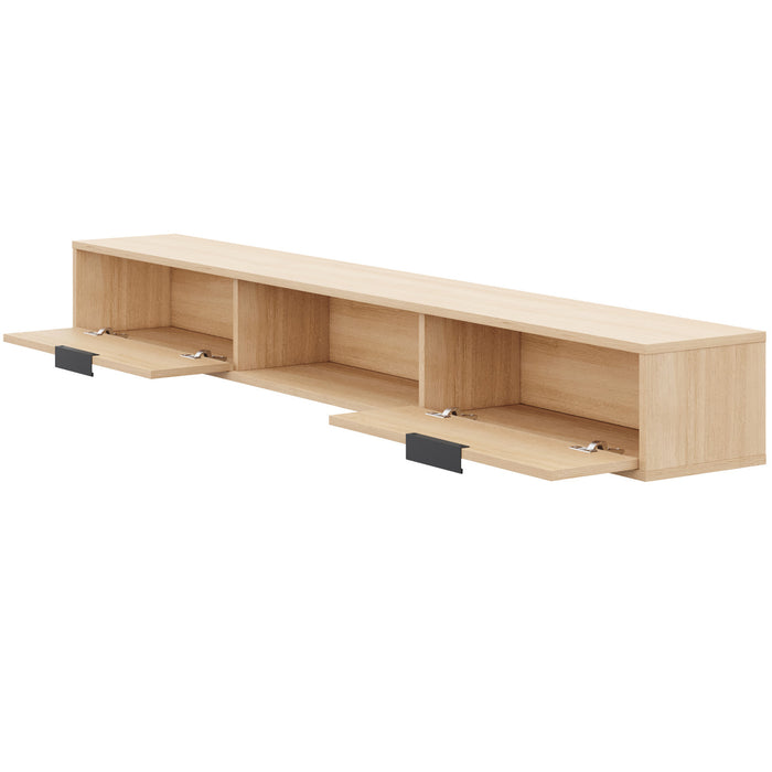 Nordika Slim 72\" Wall-Mounted TV Stand with 2 Storage Cabinets - Natural Blonde Oak