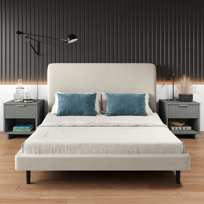 Granville Modern 18\" Nightstand in Light Gray (1-Drawer) - Set of 2