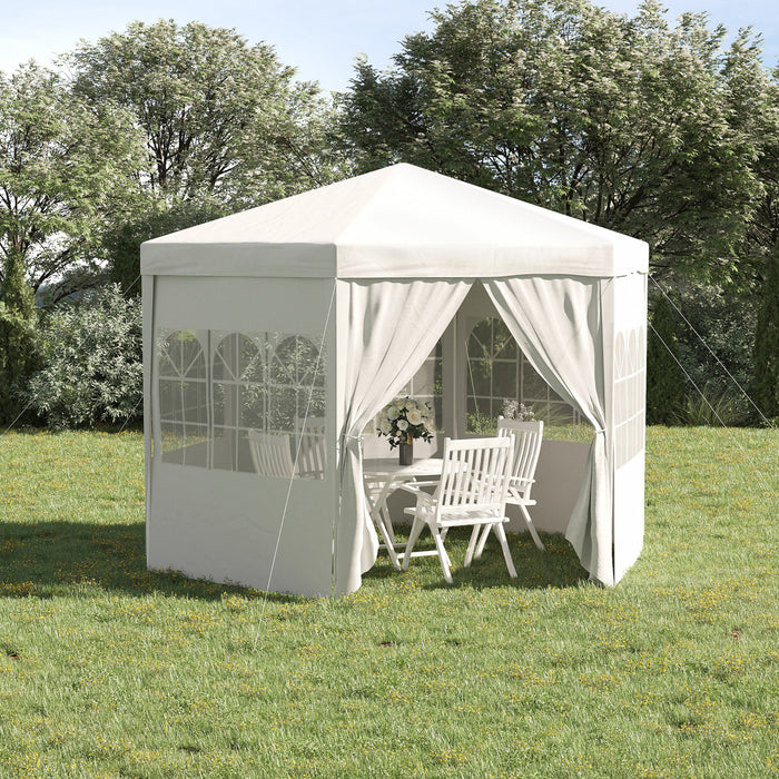 Outsunny 13 Ft. Gazebo Canopy Party Tent With 6 Removable Side Walls With Windows And Doors For Outdoor Events, White