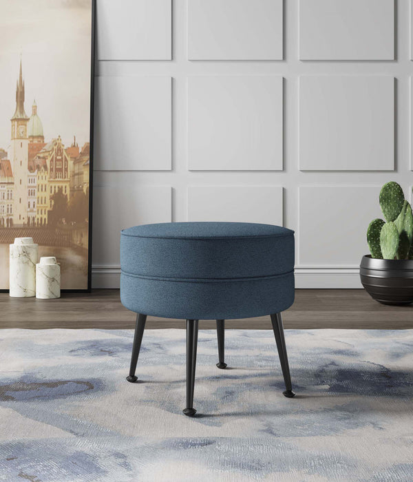 Bailey Mid-Century Modern Upholstered Accent Ottoman in Blue