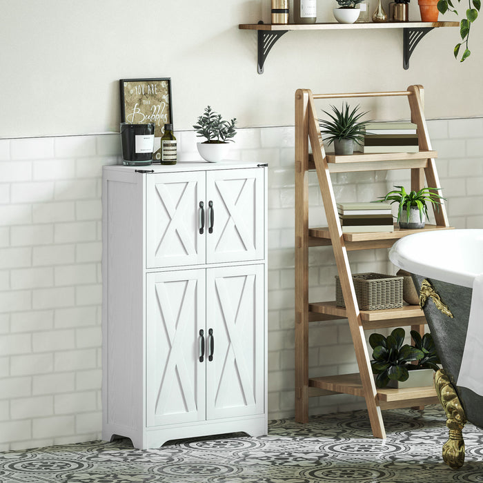 HOMCOM Kitchen Pantry Cabinet Pantry Storage Cabinet with Barn Doors White