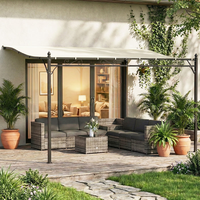Outsunny 11.5' x 8.2' Outdoor Pergola, Lean to Pergola, Cream White