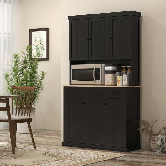 HOMCOM 71\" Buffet with Hutch, Kitchen Pantry Storage Cabinet with Drawer