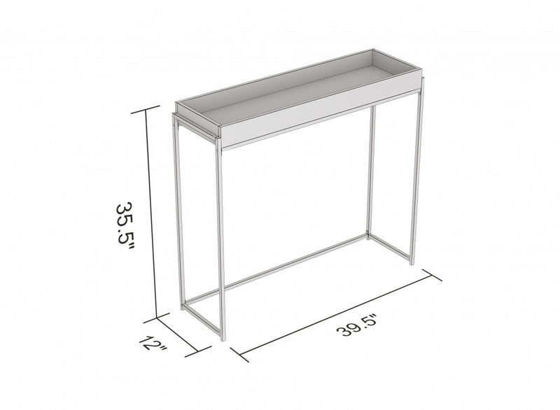 40” Modern Console Table With Sunkey Tray - Marble With Black Metal