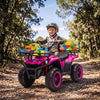Qaba 12V Kids ATV, Electric Ride On Quad with Dual Motors, Soft Start, 1.9 MPH Max, Battery Powered Electric Vehicle with Music, MP3, Headlights for Boys Girls 3-8 Years, Pink
