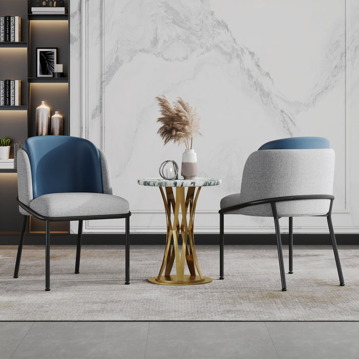 Olivia Set of 2 Modern Dining Chair with Slanted Legs and Adjustable Feet,Blue&Gray