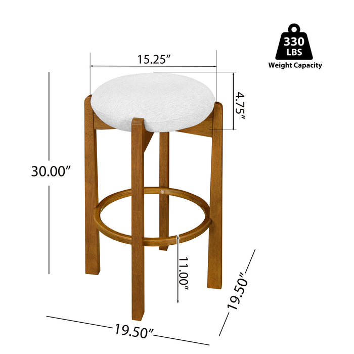 Olivia Rubberwood Indoor Round Seat Bar Stool Set of 4 with Durable Frame and Fabric