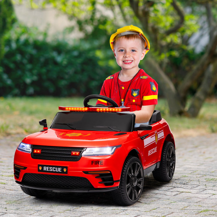 Qaba 12v Electric Car For Kids, Battery Powered Ride-On Kids Car Police Car With Remote Control, 4 Spring Suspension Wheels, Transport Wheel, Siren, Music, Light, Horn, Red