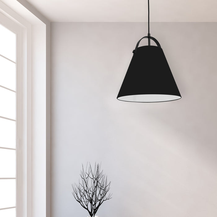 Dainolite Emperor 1 Light Pendant Matte Black Finish Black Shade Lamp