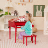 Costway 30-Key Classic Baby Grand Piano Toddler Toy Wood with Bench & Music Rack Red