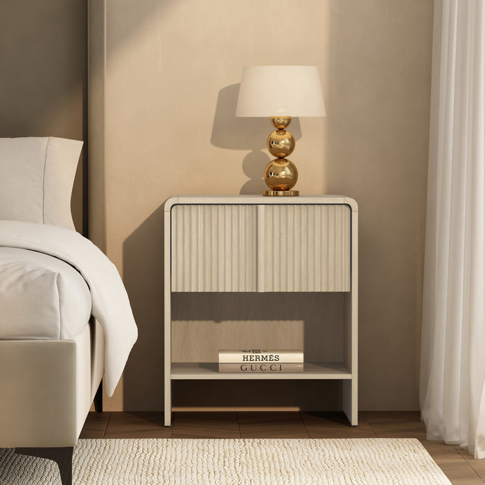 Novara Contemporary 22\" Nightstand in Whitewashed Oak (1-Drawer)