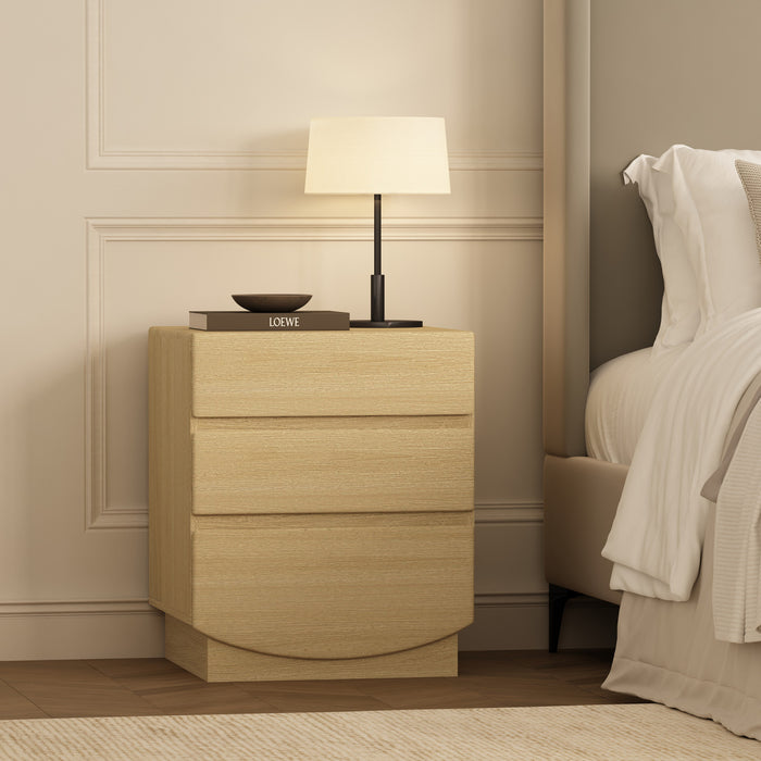 Ardea Contemporary 20\" Nightstand in Natural Oak (3-Drawer)