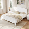 Benson Queen Size Solid Wood Platform Bed with Stylish Headboard, White | Lit plateforme Benson en bois massif format Queen avec tete de lit elegante, blanc