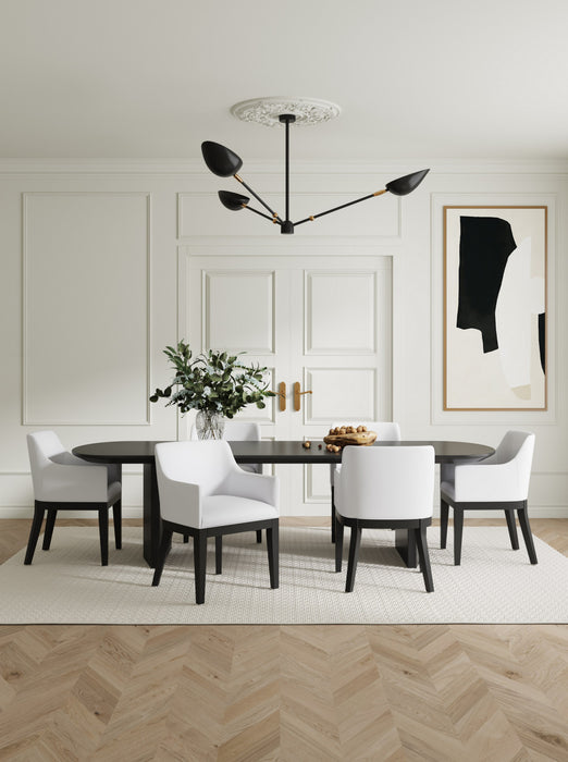 Gansevoort Modern Wood Vegan Leather Armchair in Ivory - Set of 2